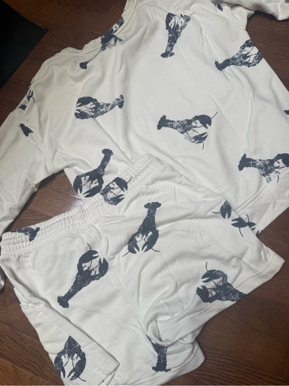 Lou & Grey Loft White Top with Navy Lobster Detail Medium Athleisure Set - Picture 5 of 5